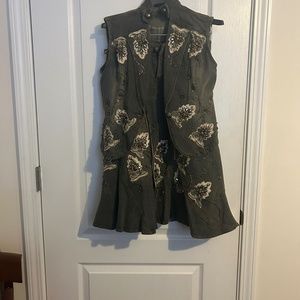 Angfu  small denim leaf skirt with S vest